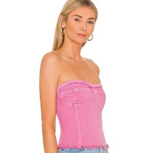 Superdown desa crop pink bustier top